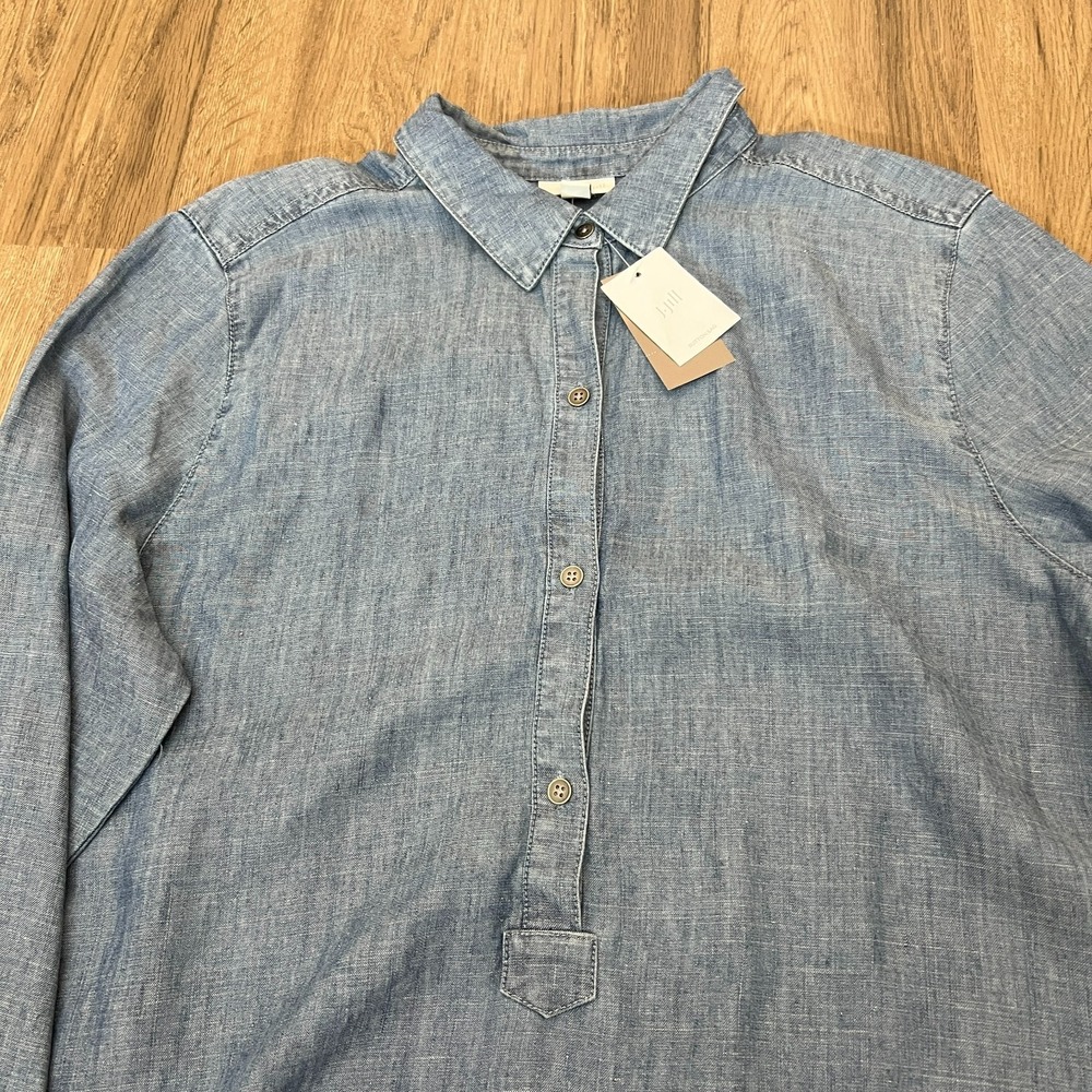 NWT J. Jill Chambray Tunic Top XLT Blue Button Front/Pullover Long‎ Sleeve - Picture 5 of 9